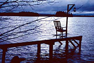 Cathance Lake dock at dusk