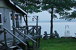 camp porch at dusk