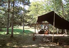 camping area under tarp